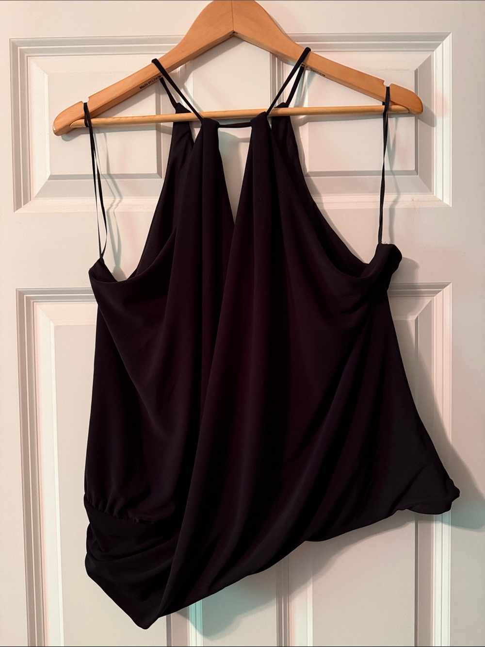 Express Black Draped Halter Cami with Spaghetti Straps